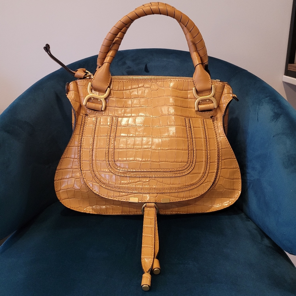 Chloe Marcie Croc Embossed Satchel